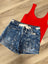 Paisly Denim Shorts