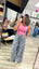 Pink Posy Ruffle Denim Pants