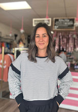 B/W Striped Cutout Top