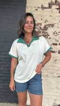 Textured Polo Top White/Green