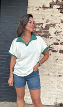 Textured Polo Top White/Green